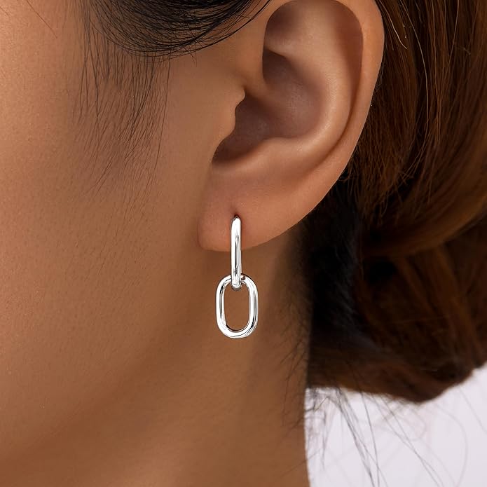 Gold Plated Statement Chunky Dangle Stud Earrings for Women, Gold Plated Hoop Knot Claw Earrings Tarnish Free Jewelry for Women Gifts