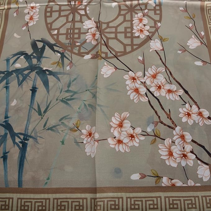 100% Mulberry Silk Scarf for Women Neck Oblong Headscarves Long Floral Print Lightweight Silk Wraps Shawls 67"*20"