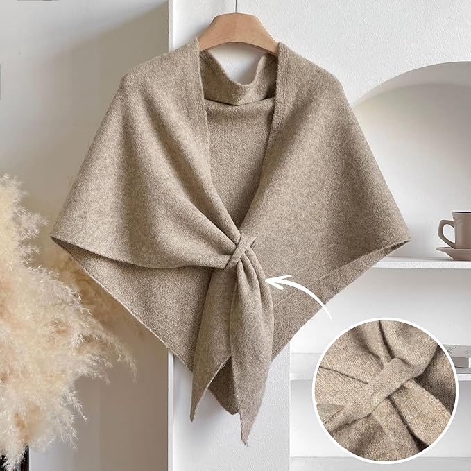 RIIQIICHY Shawl Wrap Women Pashmina Triangle Cape Knit Sweater Scarf for Fall Winter Fashion Accessory
