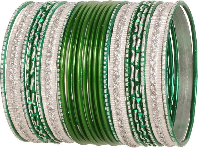 Touchstone Indian Metal Bangles for Women Gold Alloy Bracelets desi 2 Dozen Bangle Collection Bollywood Women's Jewelry Set Multi Stacking Wide Chunky Textured Golden Set of 24 in Gold or White Tone