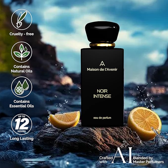 Maison de l'Avenir Noir Intense - Unisex - Cologne for Men - Perfume for Women - Aromatic Fougère - with notes of Lavender, Bergamot and Patchouli - Long Lasting - Fine Niche Fragrance