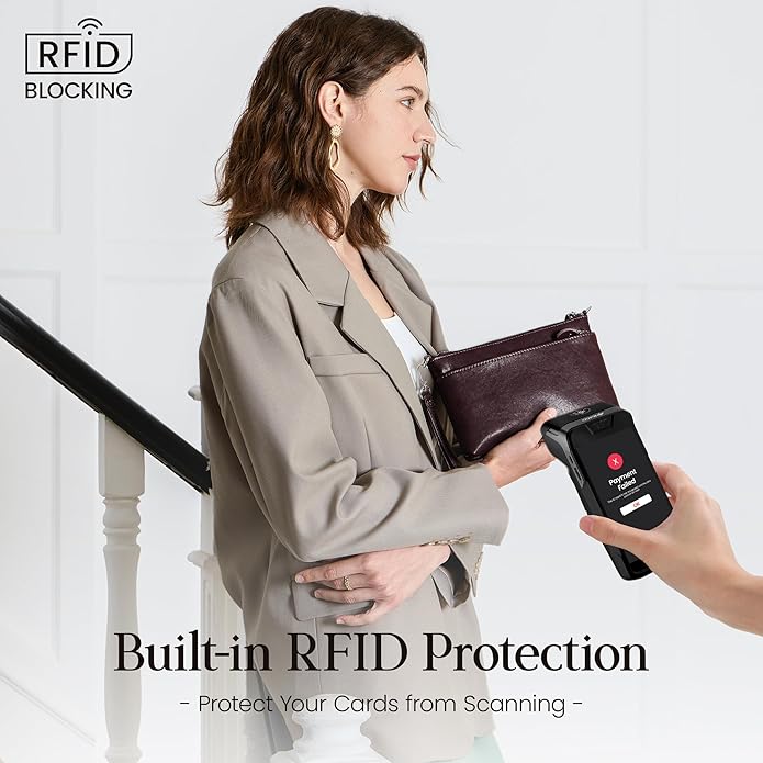 befen Genuine Leather Wristlet Clutch Wallet Purses with RFID Blocking, Small Crossbody Bags Shoulder Handbag for Women