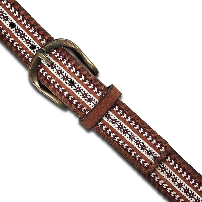 Lucky Brand Women's Embroidered Leather Belt | Stylish | Classic | Western-Inspired | American Heritage | Jean | Pant