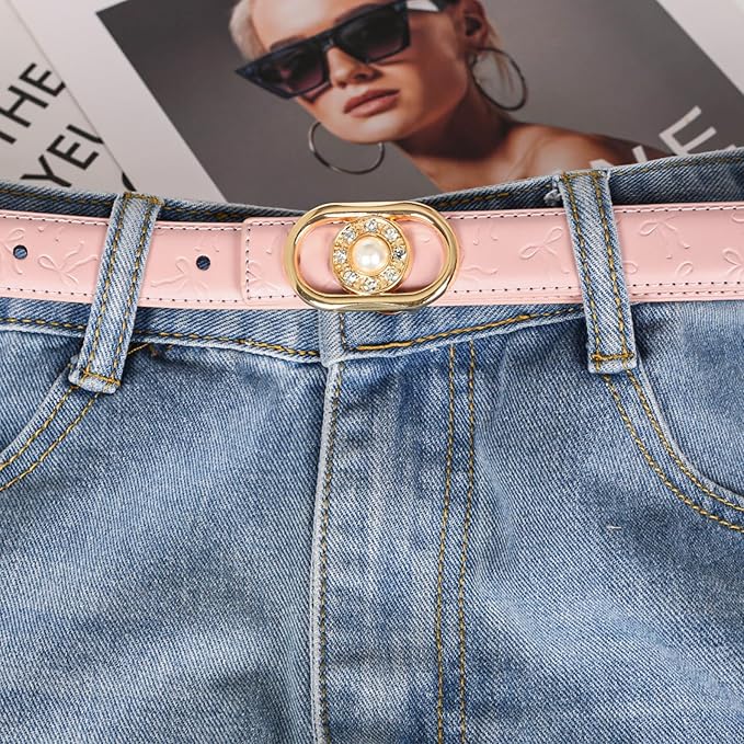 Relang Women's Belts with Gold Buckle, Fashion Waist Band, Elegant Ladies' Belt, Gift for Women