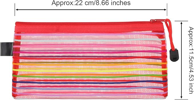 Bememo 12 Pieces 6 Colors Zipper Mesh Pouch Multipurpose Travel Bag for Cosmetics Offices Supplies Travel Accessories