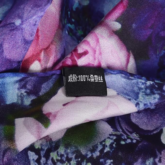 100% Mulberry Silk Scarf for Women Neck Oblong Headscarves Long Floral Print Lightweight Silk Wraps Shawls 67"*20"
