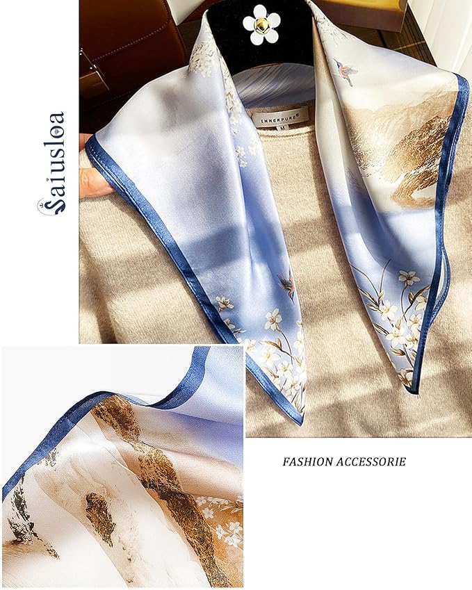 Neck Scarf For Womens Silky Head Scarves Hair Bandanas Square Scarf Fashion Accessories lightweight