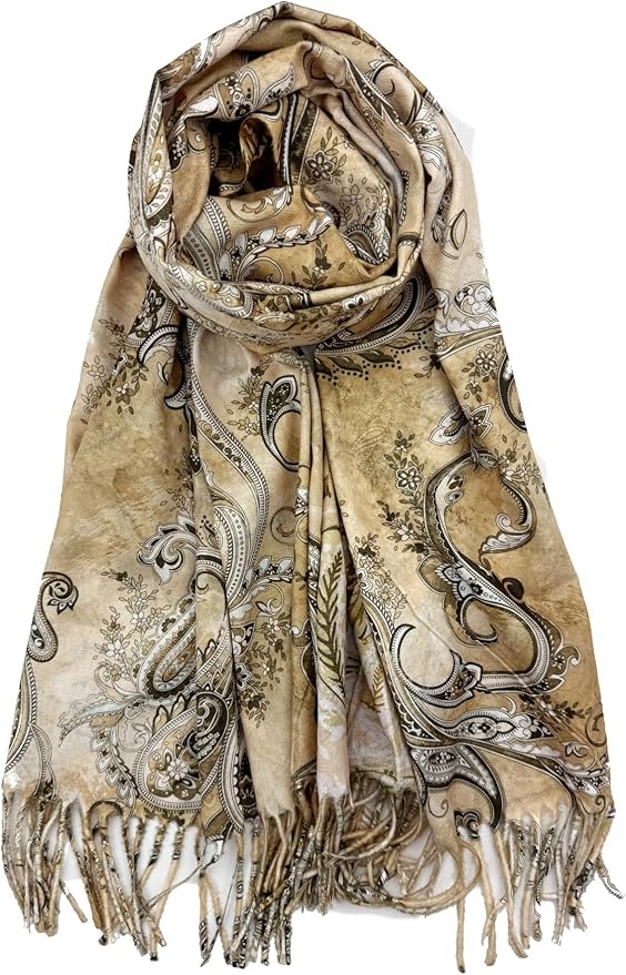 Plum Feathers Super Soft Cashmere Feel Double Sided Reversible Art Shawl Scarf Van Gogh Monet Klimt Inspired