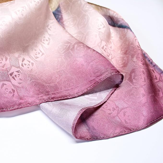 100% Mulberry Silk Scarfs for Women Floral Print Satin Long Scarf for Headscarf Hair Wraps Shawl with Gift Packed