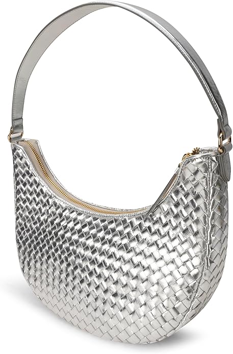 Handmade Woven Genuine Leather Bag, Premium Quality, Crossbody Purse & Hobo Handbag, Diagonal Pattern, 11.81x3.94x9.06 Inches