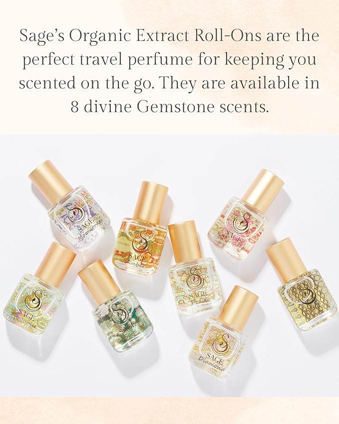 The Sage Lifestyle Moonstone Roll On, Oil, Extract, Gardenia, Lily, Vanilla Musk, Egyptian Musk, Perfume for Women, Long Lasting, Floral Fragrance, Parfum, 1/4 oz, Travel Size, Mini Perfume for Women