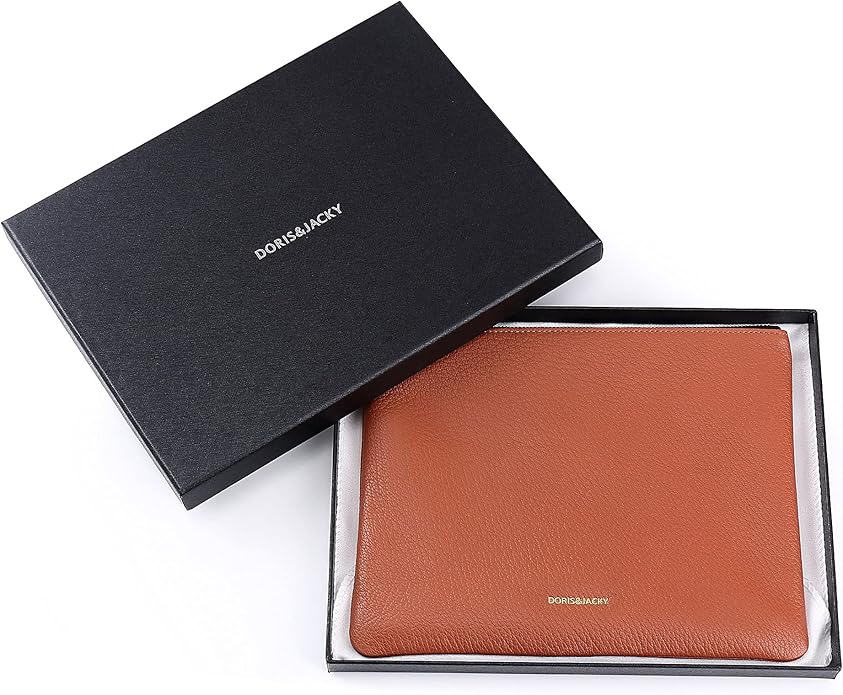 DORIS&JACKY Lambskin Leather Wristlet Clutch Purse for Women Soft Designer Slim Cell Phone Pouch Bag with Detachable Strap