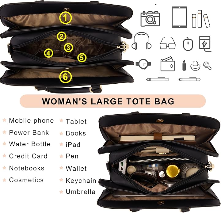 Purses for Women Handbag Wallet Tote Shoulder Hobo Bag Top Handle Satchel Purse Set 2pcs with 3 Compartments