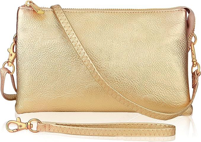 Vegan Leather Wristlet Purse for Women - Small Clutch Purse with Shoulder and Wrist Straps