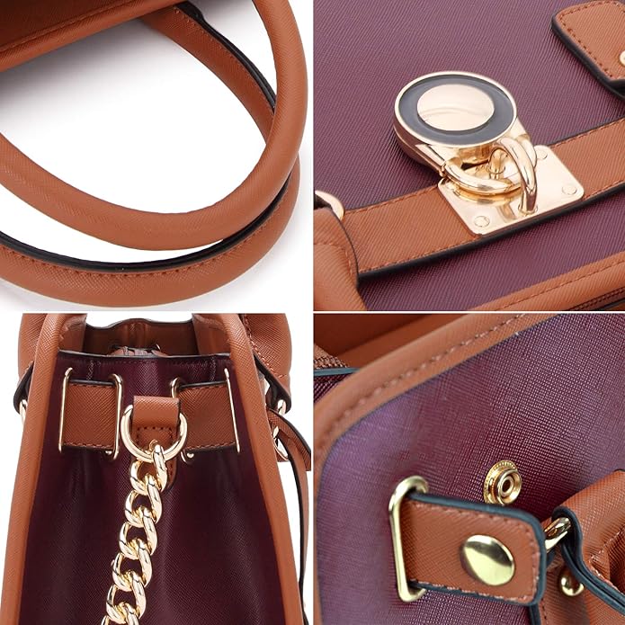 Dasein Women Handbags Top Handle Satchel Purse Shoulder Bag Hobo Bag Work Bag Set 2pcs