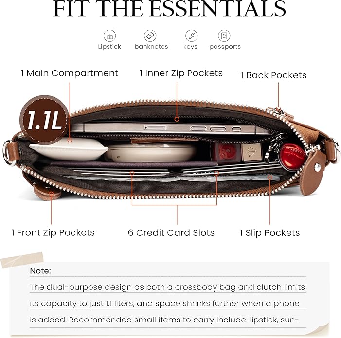 befen Genuine Leather Wristlet Clutch Wallet Purses with RFID Blocking, Small Crossbody Bags Shoulder Handbag for Women
