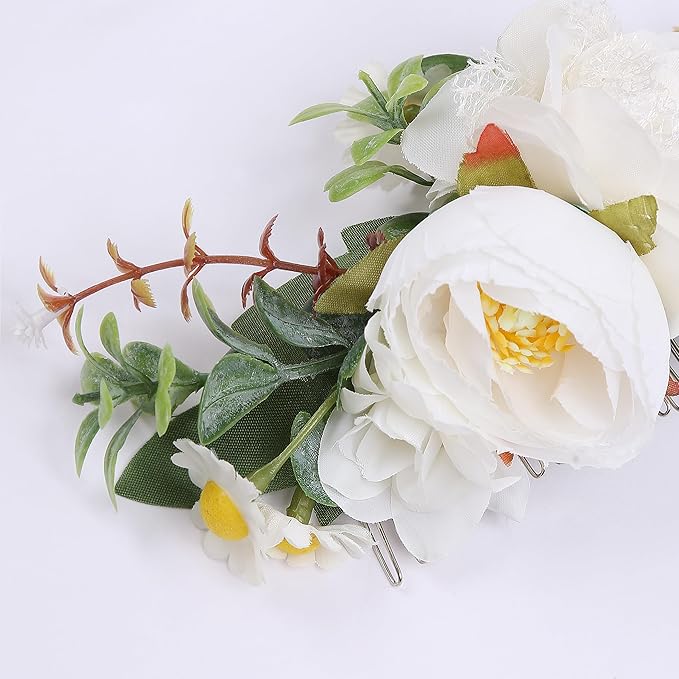 Flower Hair Clip for Women - Elegant Hair Accessory for Wedding, Party & Daily Wear (Ivory White)