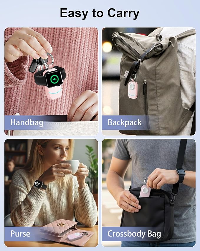 Valentines Day Gifts for Her Pink - Gifts for Women, Wife, Teen Girls - Portable Charger with Keychain for Apple Watch