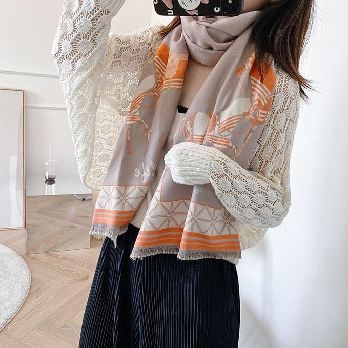 EXTREE Scarfs for Women Pashmina Silky Shawl Wrap for Evening Dressing Blanket Open Front Poncho Cape