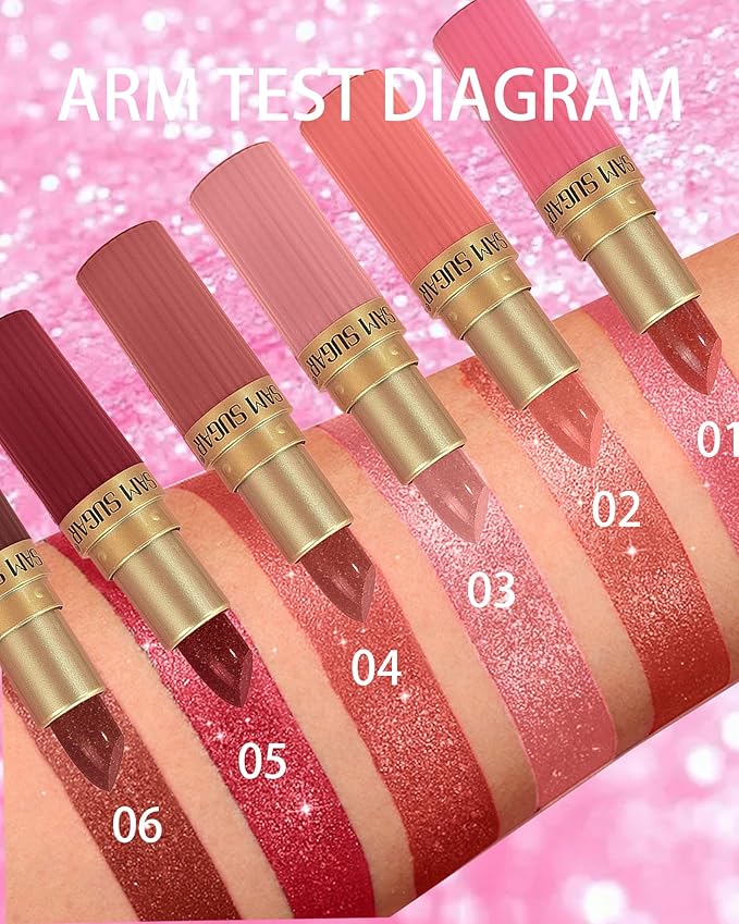 Ruby Red Sparkling Glitter Lipstick, Long Lasting Shimmer Metallic Lipstick for Women Glitter Nude Waterproof Lip Gloss, Diamond Shiny Non-Stick Lipgloss Liptint Blam Lip Color labiales Makeup Gift-02