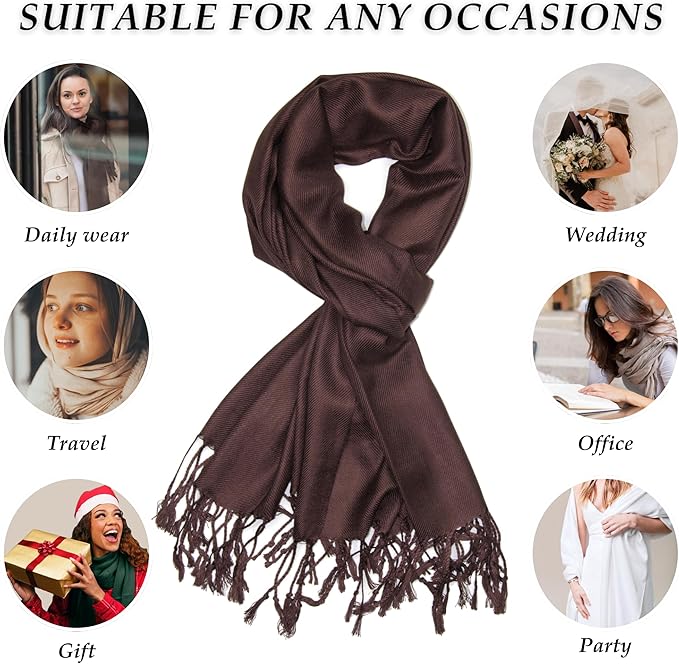 Achillea Soft Silky Pashmina Scarf for Women – Shawl Wrap for Evening Dresses, Bridesmaids, Weddings & Everyday Wear