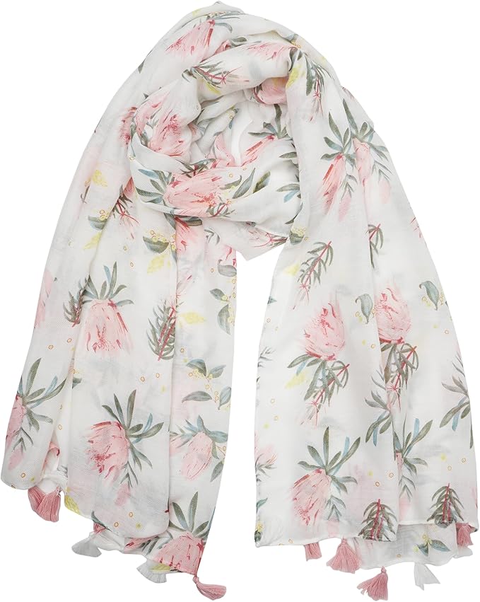 YOUR SMILE Large Boho Scarf for Women Lightweight Floral Printed Scarves Fall Winter Fashion Fringed Shawl wraps