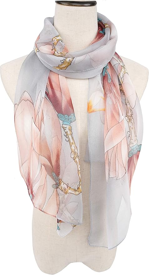 YOUR SMILE Ladies/Women's Lightweight Floral Print/Solid Color mixture Shawl Scarf For Spring Summer season