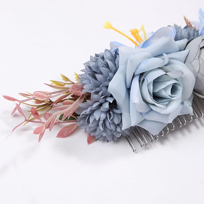 Flower Hair Clip for Women - Elegant Hair Accessory for Wedding, Party & Daily Wear (Aqua Blue)