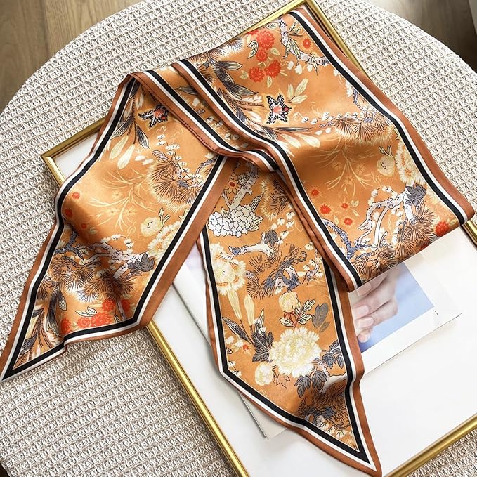 Silk Head Scarf for Hair Fashion Headwrap for Women Lightweight Neck Tie
