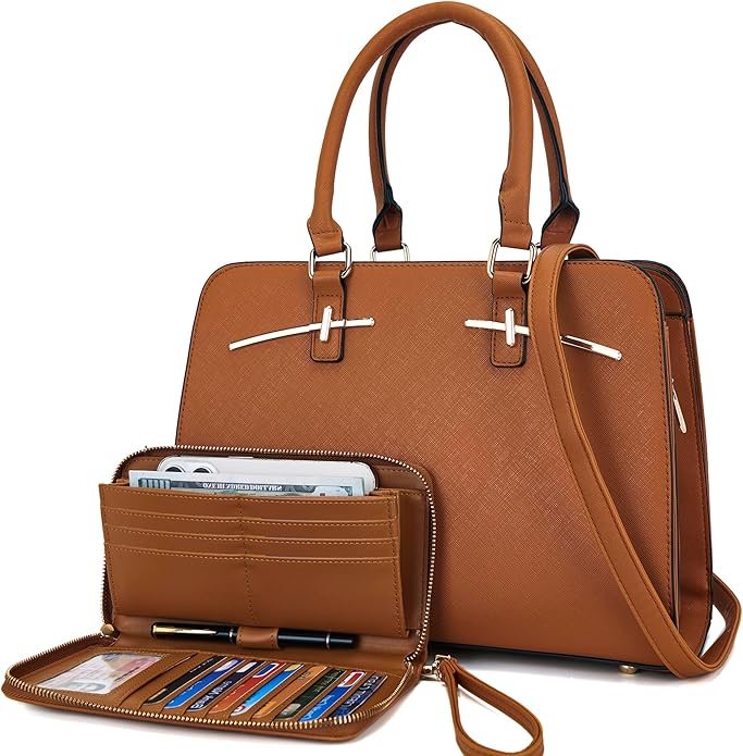 Purses for Women Handbag Wallet Tote Shoulder Hobo Bag Top Handle Satchel Purse Set 2pcs with 3 Compartments