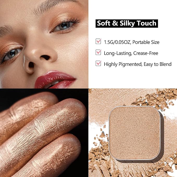 Magnetic Single Eyeshadow Set – Refill Pans, 3 Colors, Neutral Matte & Shimmer, Highly Pigmented, No Case, for Custom Magnetic Palettes