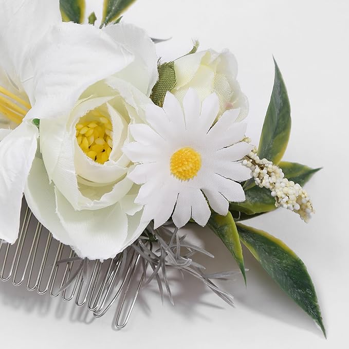 Flower Hair Clip for Women - Elegant Hair Accessory for Wedding, Party & Daily Wear (Ivory White)