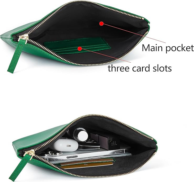 DORIS&JACKY Lambskin Leather Wristlet Clutch Purse for Women Soft Designer Slim Cell Phone Pouch Bag with Detachable Strap