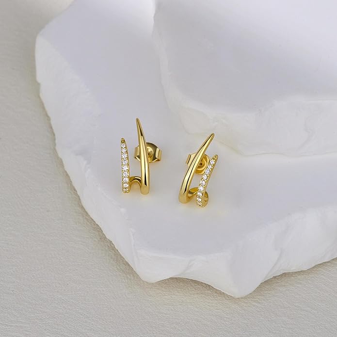 Gold Plated Statement Chunky Dangle Stud Earrings for Women, Gold Plated Hoop Knot Claw Earrings Tarnish Free Jewelry for Women Gifts