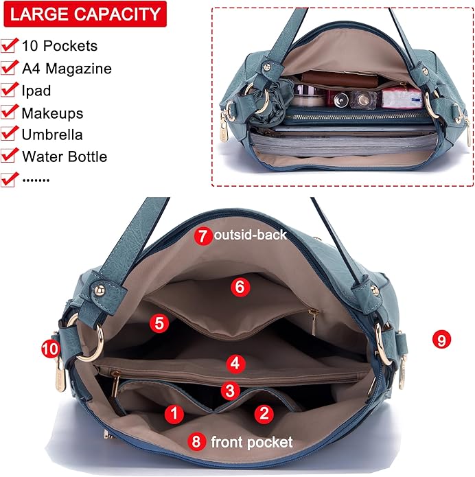 Women Large Crossbody Bags Ladies Satchel Shoulder Handbags Purse and Wallet Set for Women Totes Hobo Purses