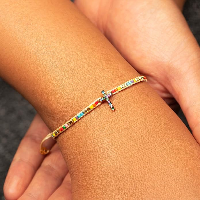 STORYJEWELLERY Christian Gifts for Women, Religious Confirmation and Baptism Gifts, Cross Bracelet for Women, Easter Gift, Encouragement Presents, Christian Jewelry