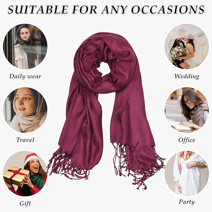 Achillea Soft Silky Pashmina Scarf for Women – Shawl Wrap for Evening Dresses, Bridesmaids, Weddings & Everyday Wear