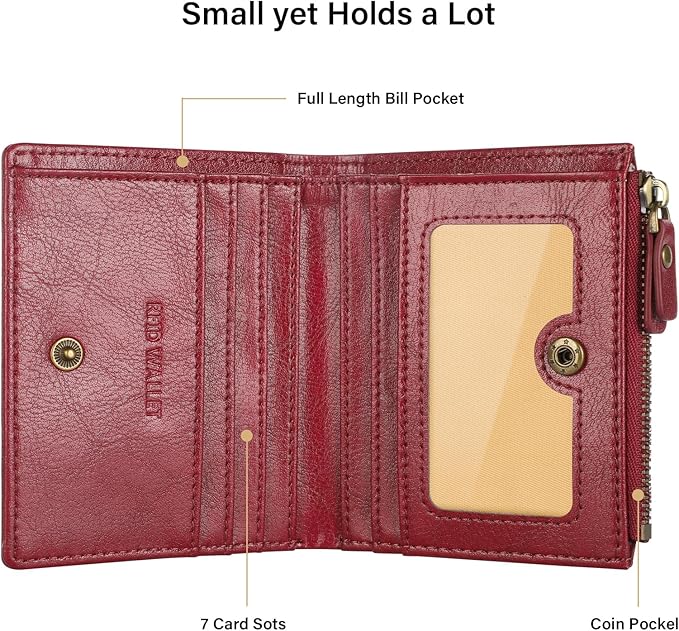 Lavemi Ultra Thin Small Compact Leather Womens Girls Wallets RFID Blocking Credit Card Holder for Women