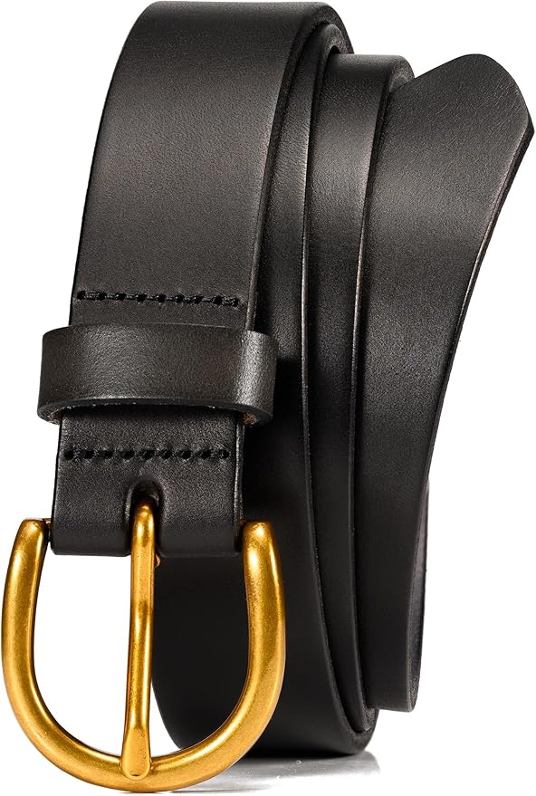 WOLFANT Womens Casual leather Jean Belt,1.1" Ladies Belt with Gold Buckle,100% Italian Full Grain Real Solid Leather