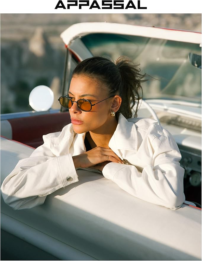Retro Oval Sunglasses for Women Men Trendy Large Round Y2k Sunnies AP3681