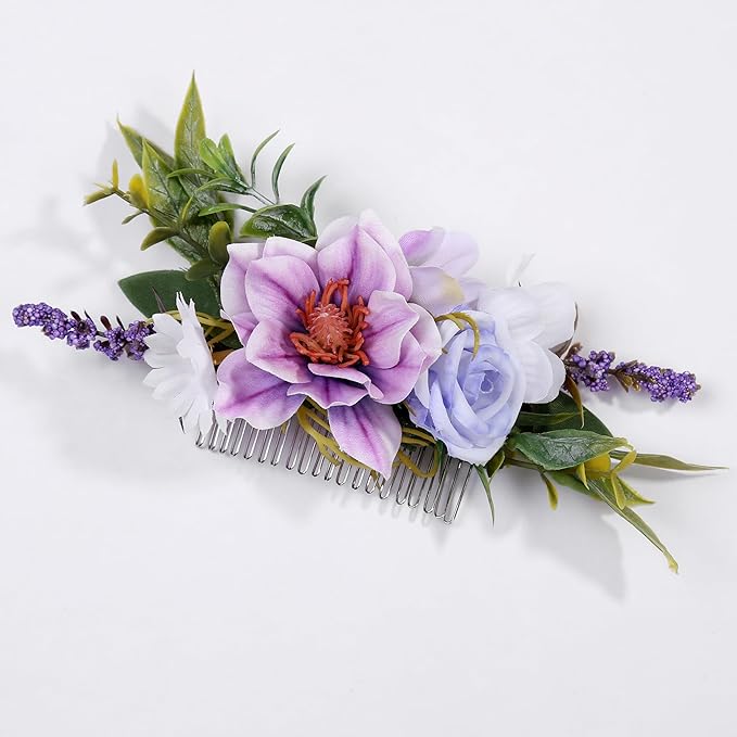Flower Hair Clip for Women - Elegant Hair Accessory for Wedding, Party & Daily Wear (Lavender)