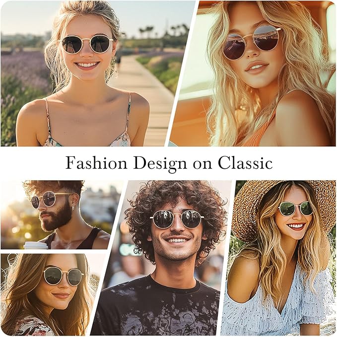 SUNGAIT Ponderable Metal Round Sunglasses for Men Women Classic Vintage Polarized Circle Sun Glasses