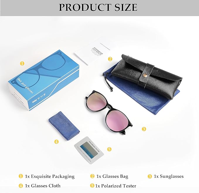 Vintage Round Polarized Sunglasses for Women Men Classic Retro Trendy Designer Style Sun Glasses UV400 Protection