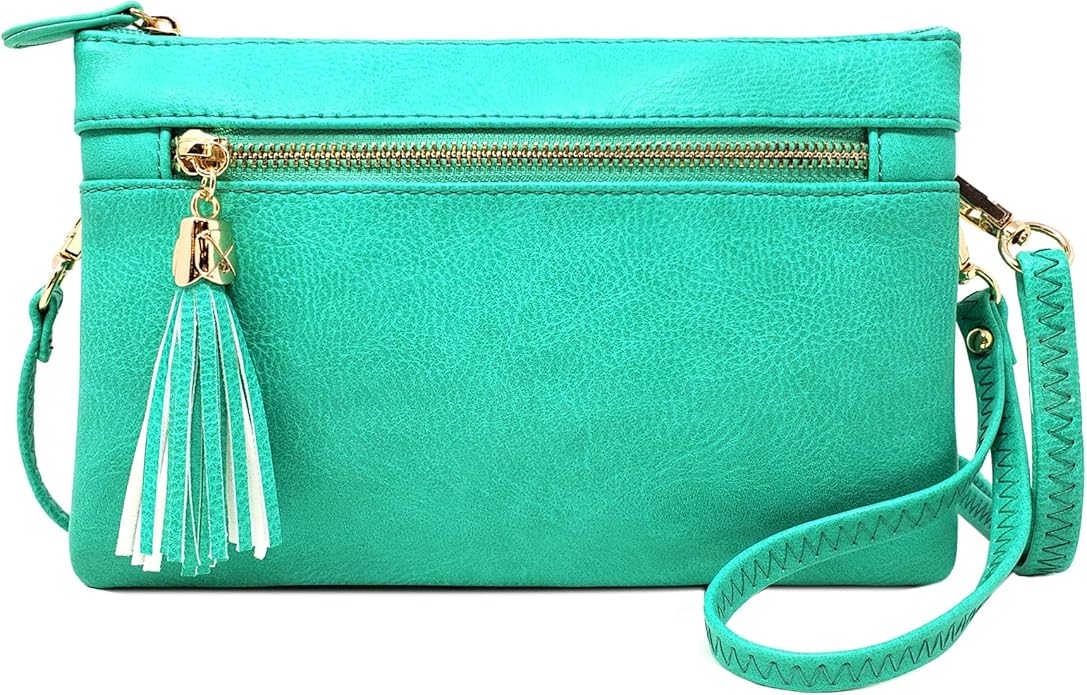 Solene Women's Lightweight Multi Compartment Wristlet Clutch Wallet Crossbody Bag