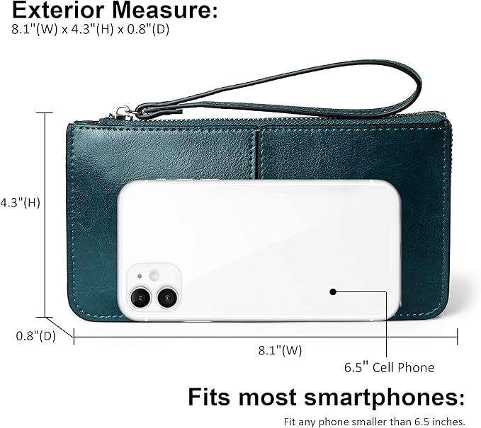 befen Genuine Leather Wristlet Clutch for Women Ultra-Slim Ladies Credit Card Holder Wallet Purses with RFID Protection