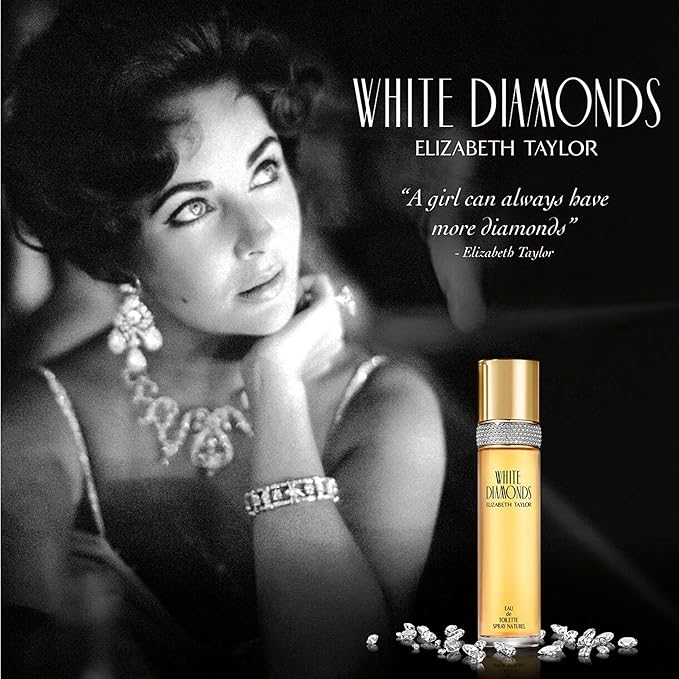 Elizabeth Taylor White Diamonds Women's Perfume, Long-Lasting Floral Fragrance, Eau de Toilette EDT Spray, Gift for Her, 3.3 fl oz