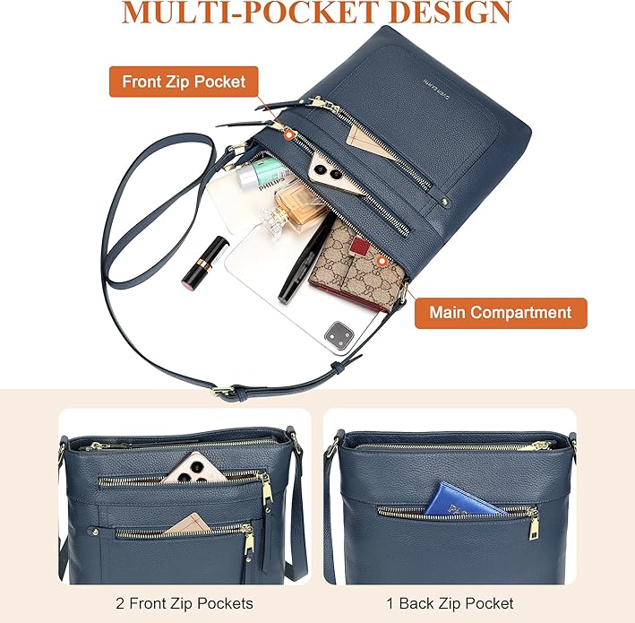 Over Earth Crossbody Bags for Women Leather Purses for Ladies with Multiple Pockets