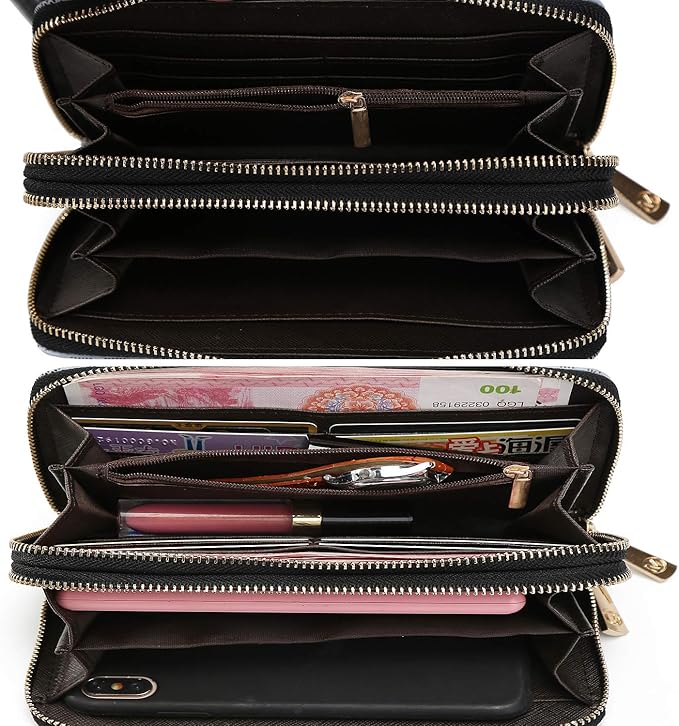 MKF Collection Wristlet Wallet for Women, Small Vegan Leather Credit Card Holder with Zipper Coin Pocket Wallet Purse Handbag By Mia K