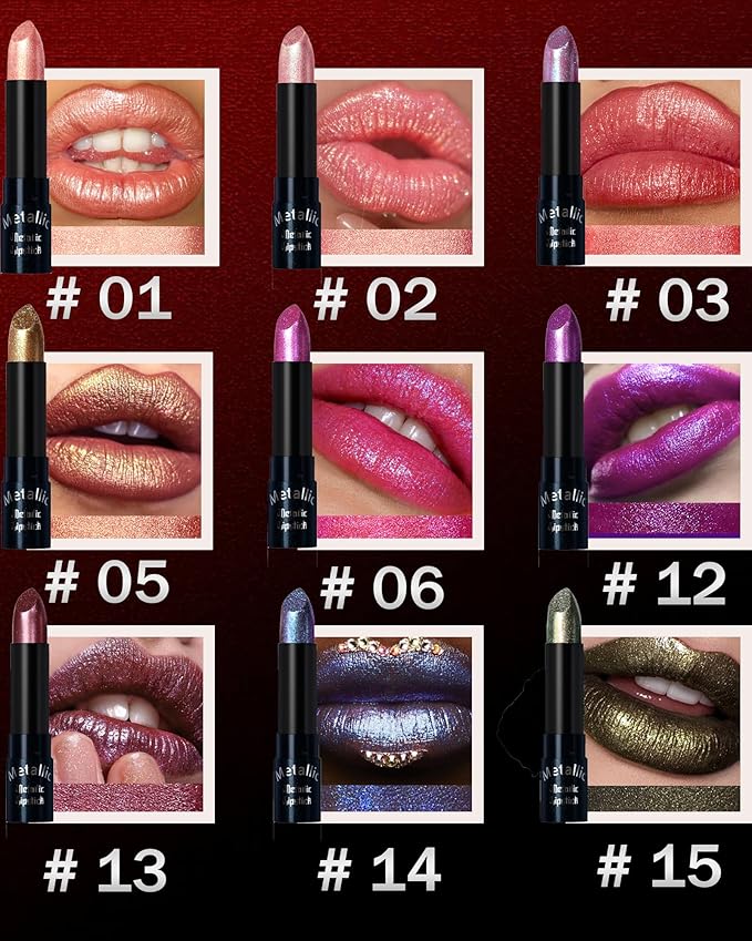 Glitter Dark Blue Metallic Lipstick for Women,Long Lasting Shimmer Sparkling Diamond Lipstick Glitter High Pigmented Lip Gloss Metallic Matte Red Lip Color Stain Waterproof Halloween Lips Makeup-14