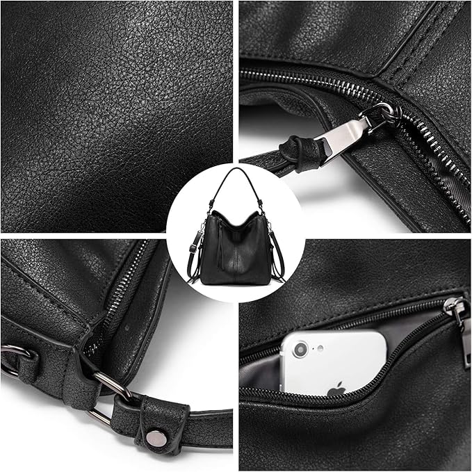Realer Hobo Crossbody Bags for Women Designer Faux Leather Hobo Handbags Retro Large Size Shoulder Bag Bucket Purse